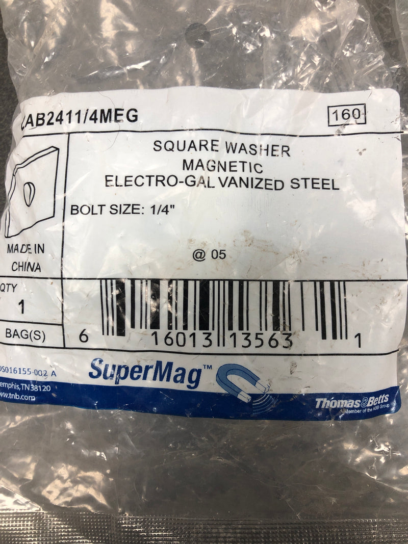 Supermag ZAB2411/4MEG 1/4 in. Square Strut Washer Silver Galvanized with Magnets - Strut Fittings - (5-Pack)