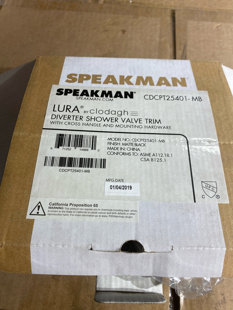 Speakman CDCPT25401-MB Lura Single Function Pressure Balanced Valve Trim Only with 1 Cross Handle - Matte Black