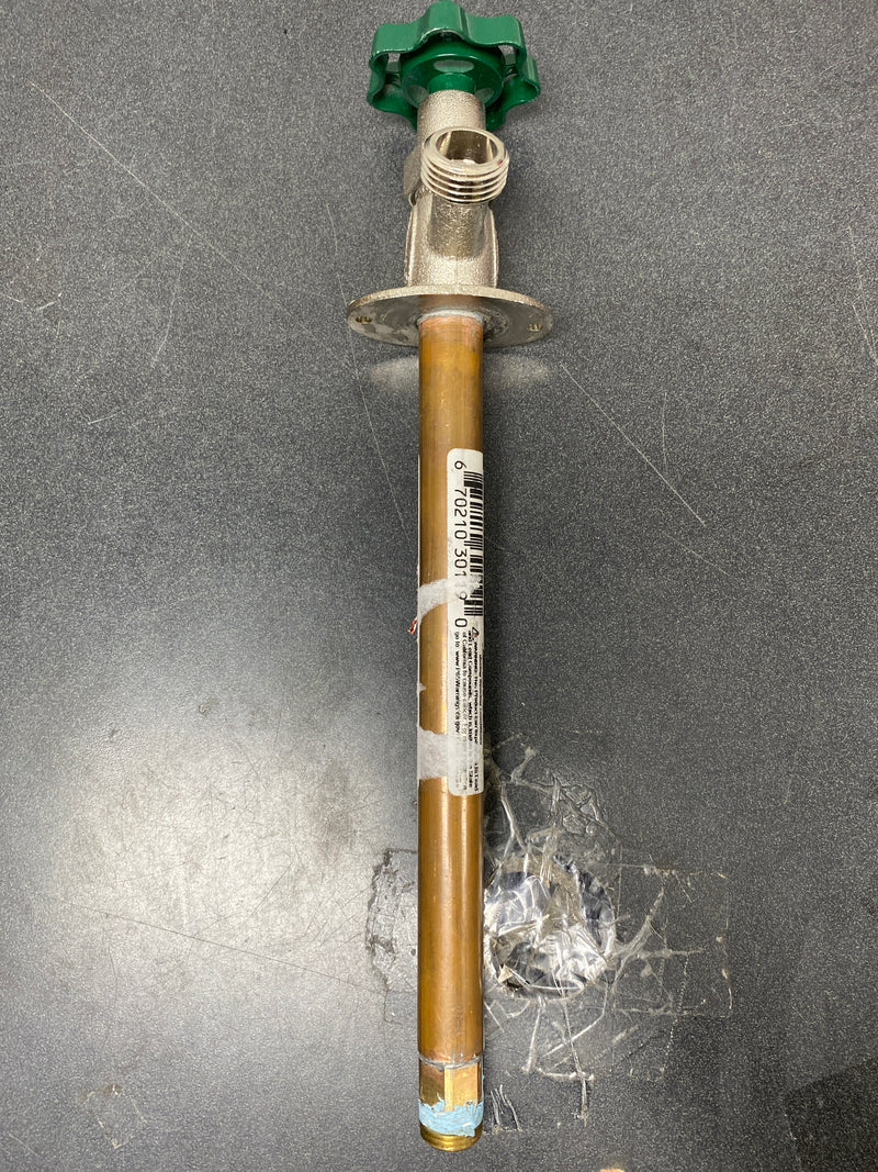 Prier Products C-144D10 1/2" MPT x 1/2 Sweat Handle-Operated Freezeless Residential Wall Hydrant with 10" Insertion - Satin Nickel