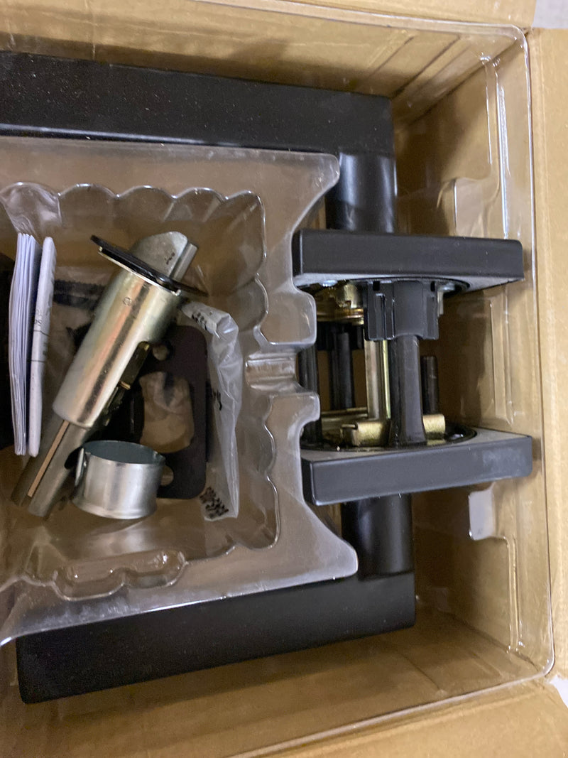 Kwikset 730HFLSQT-514 Halifax Privacy Door Lever Set with Square Rose - Matte Black