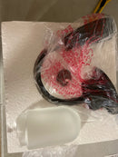 Globe electric 44233 Liam Matte Black Industrial Indoor/Outdoor 1-Light Wall Sconce with Frosted White Glass shade