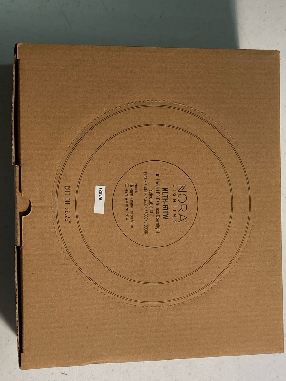 Nora Lighting NLTH-61TW-MPW Theia LED Canless Recessed Fixture with 6-1/2" Open Trims - IC Rated - Matte Powder White