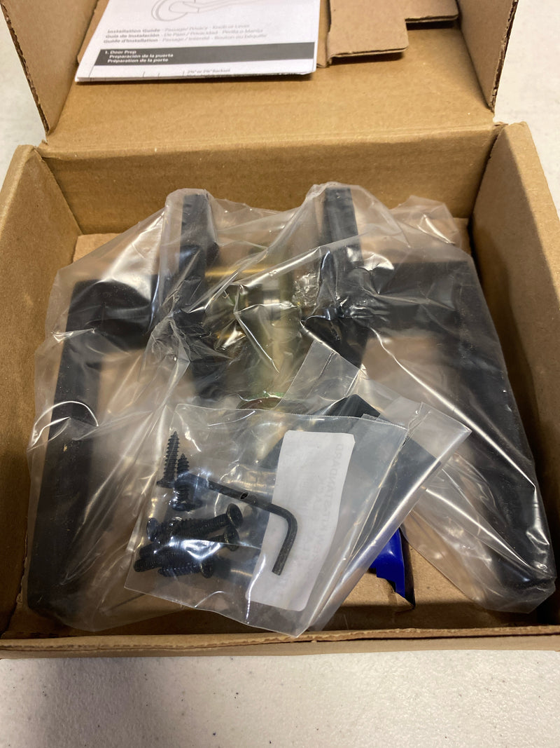 EMTEK Square Rosette Passage Set with Matching Finish Dumont Lever - Choice of Left/Right Handing and 7 Finishes - 5110DTRHUS19 - Right Handed (RH) - Flat Black (US19)