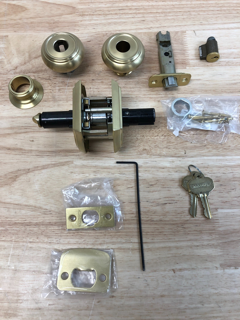 Baldwin ENTRATAR044 Traditional Single Cylinder Keyed Entry Door Knob with Arch Rose - Lifetime Satin Brass