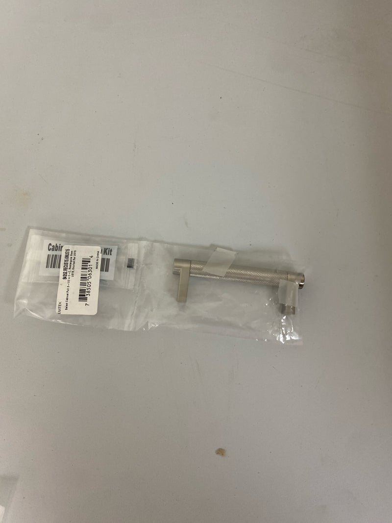 Emtek Select Knurled Cabinet Pull with Satin Nickel (US15) Stem Finish - Choice of Size - 84052.RECUS15.KNUS15 - Center-to-Center: 3 1/2"