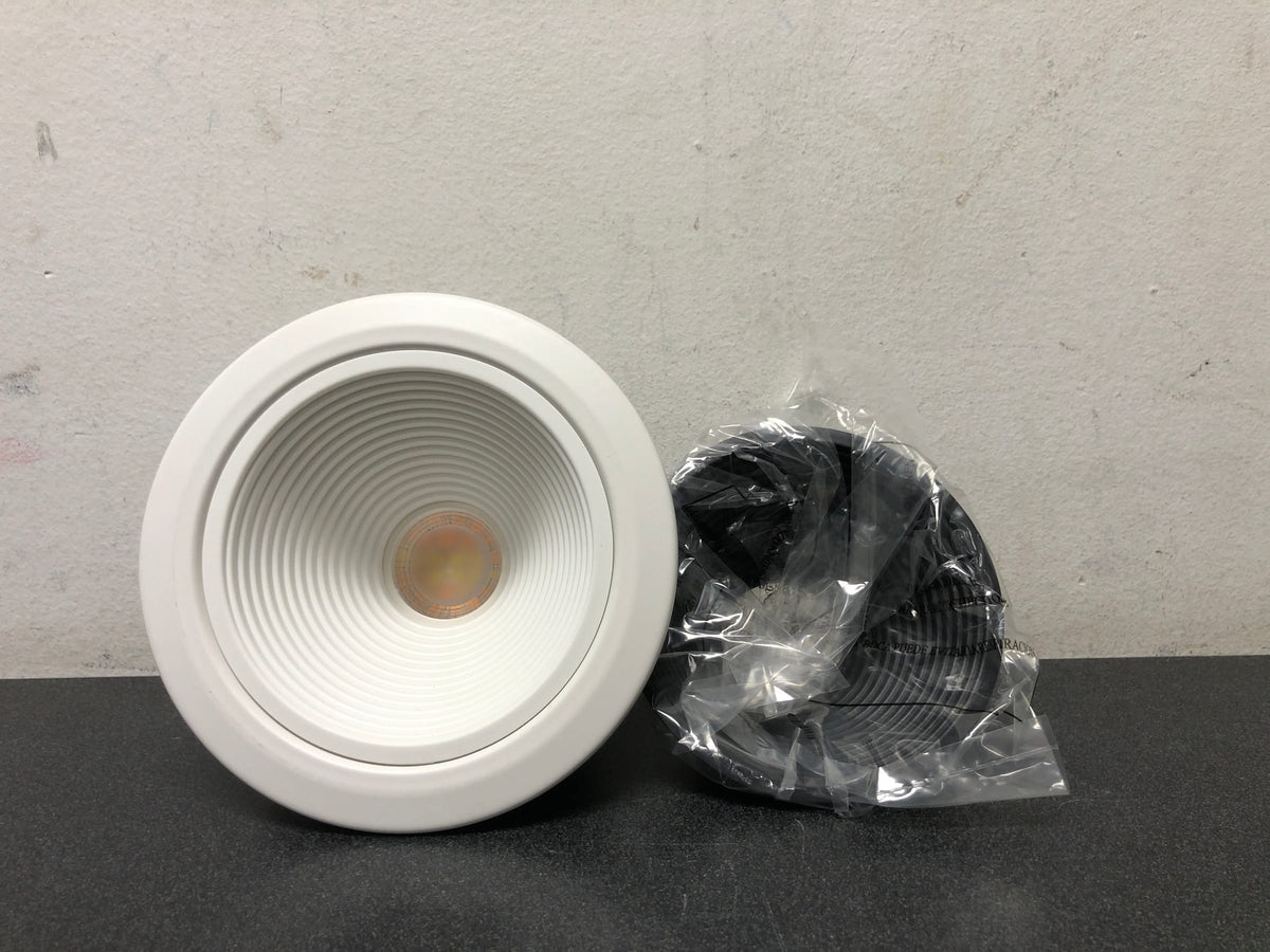 Commercial electric 53196201 4 in. Low Glare Deep Baffle Adjustable CCT Integrated LED Recessed Light Trim 625 Lumens Wet Rated Dimmable