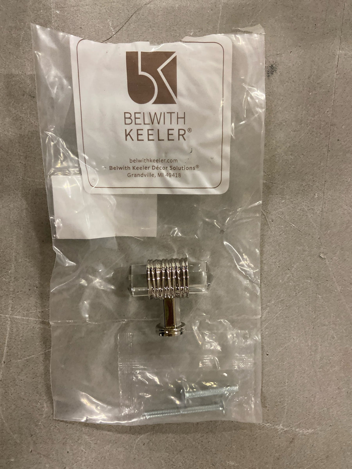 Belwith-Keeler B076303GL-14 Chrysalis Collection T-Knob, 1-7/8 Inch X 3/4 Inch Polished Nickel with Glass