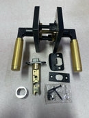 Kwikset 720PVLRCT-5144 Prava Passage Door Lever Set with Knurled Handle and Rectangle Rose - Matte Black / Satin Brass