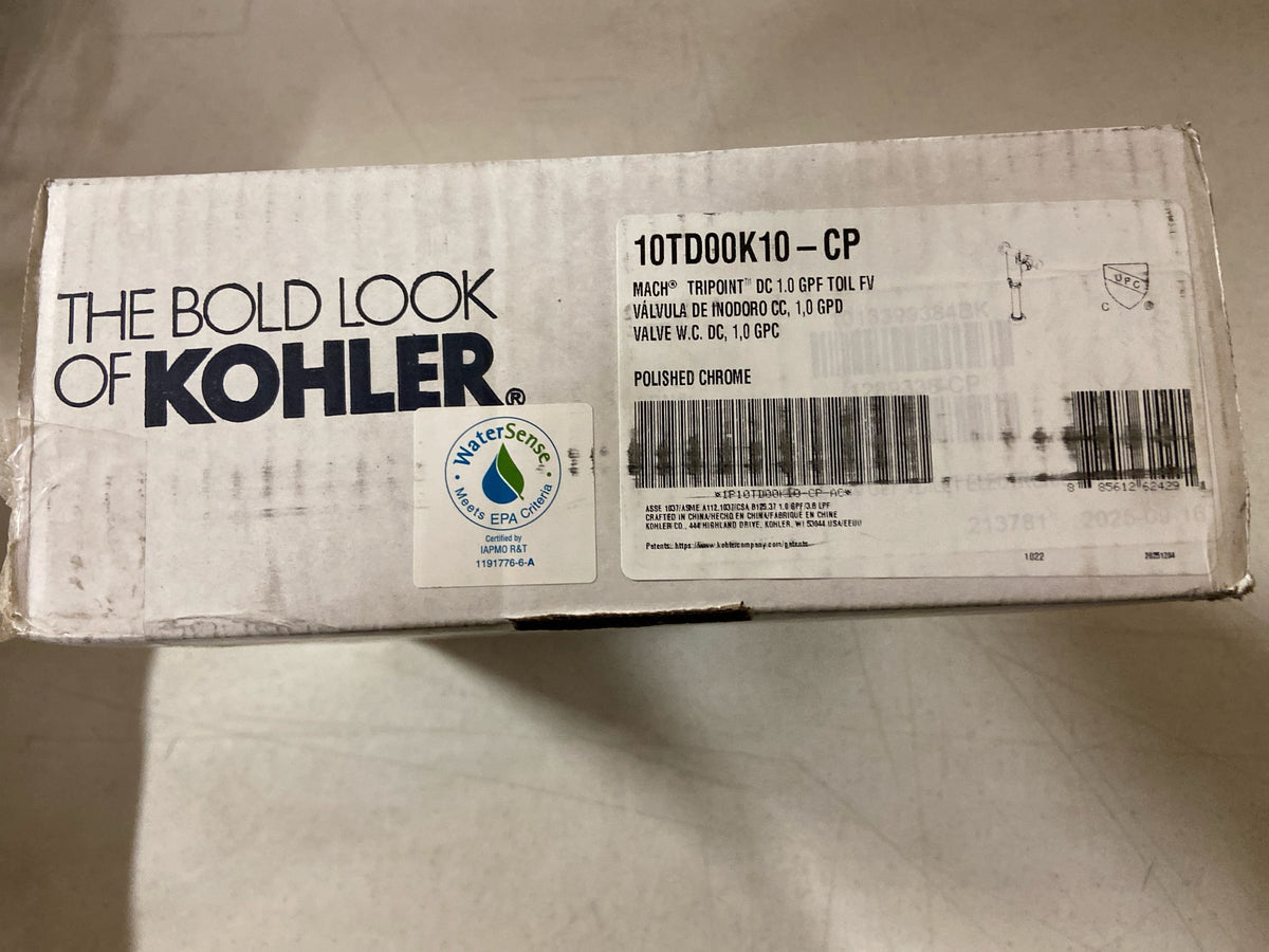 Kohler K-10TD00K10-CP Mach Tripoint 1.0 GPF Touchless Toilet Flushometer DC-Powered - Polished Chrome