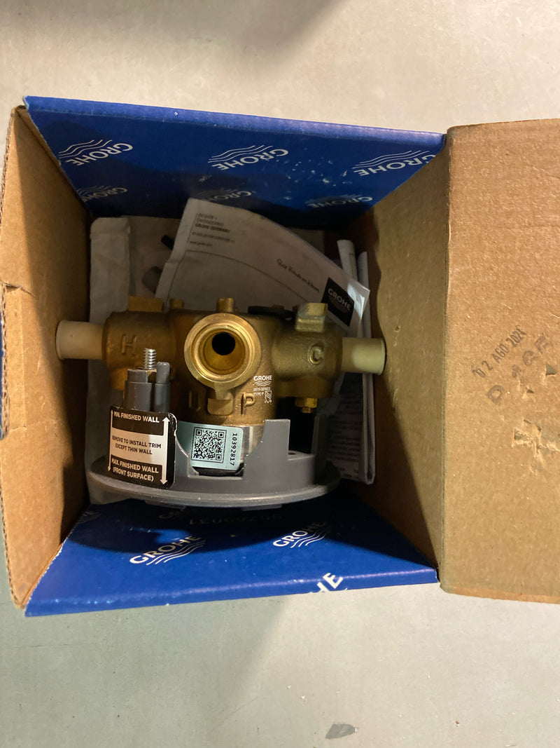 Grohe 35111000 GrohSafe 3.0 Pressure Balance Valve Rough with Flush Plug with PEX Crimp Outlets with Service Stops