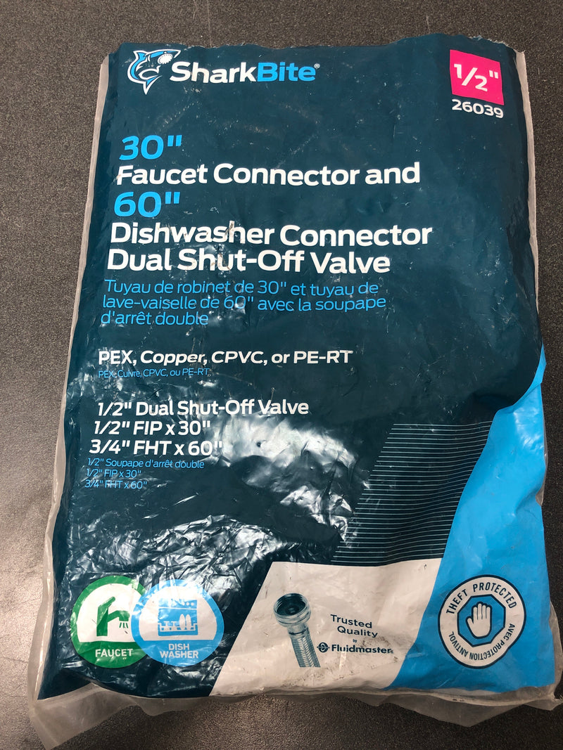 Sharkbite 26039 1/2 in. Brass Push-to-Connect x 3/4 in. FHT 60 in. Dishwasher x 1/2 in. FIP 30 in. Faucet Installation Kit
