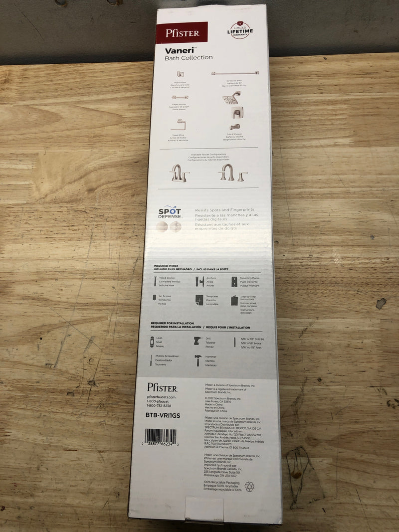 Pfister BTB-VRI1GS Vaneri 18" Towel Bar - Spot Defense Brushed Nickel