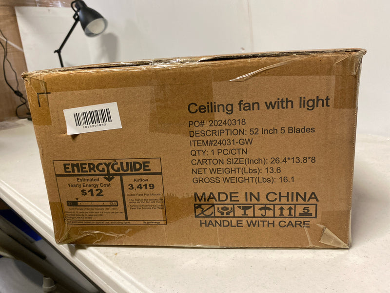 Breezary 24031-AW Silvester 52 in. Indoor White Ceiling Fan with Color-Changing LED Light, Downrod, Unique Blade Design and Remote