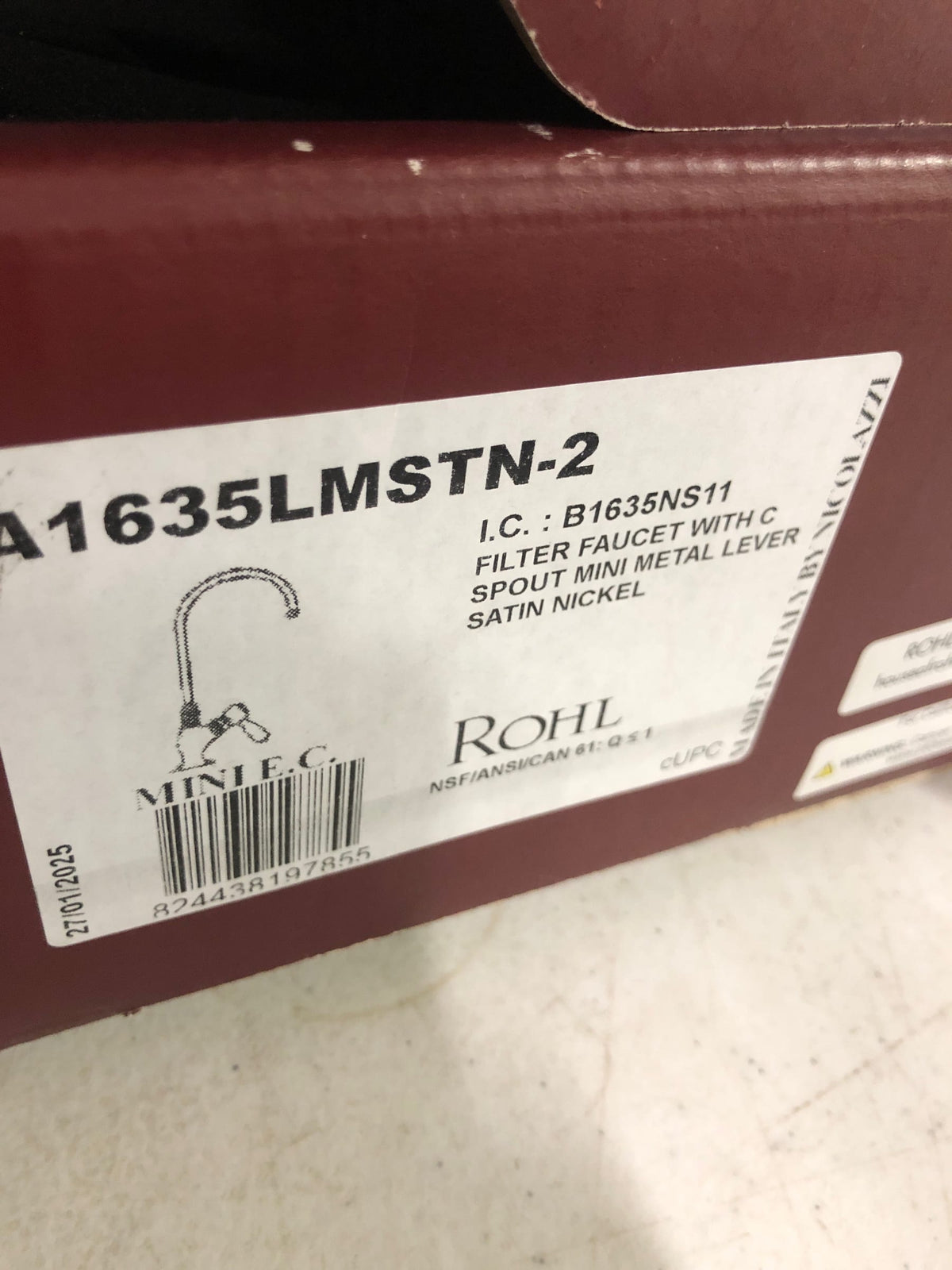 Rohl AKIT1635LMSTN-2 San Julio 0.5 GPM Cold Water Dispenser with Filter - Satin Nickel