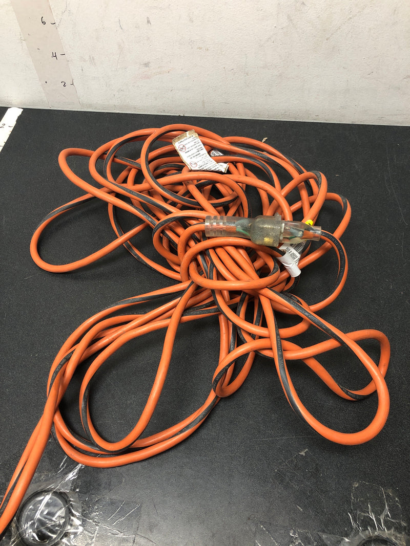 Ridgid 76050RGD 50 ft. 12/3 Heavy Duty Indoor/Outdoor Extension Cord with Tritap Lighted End, Orange/Grey