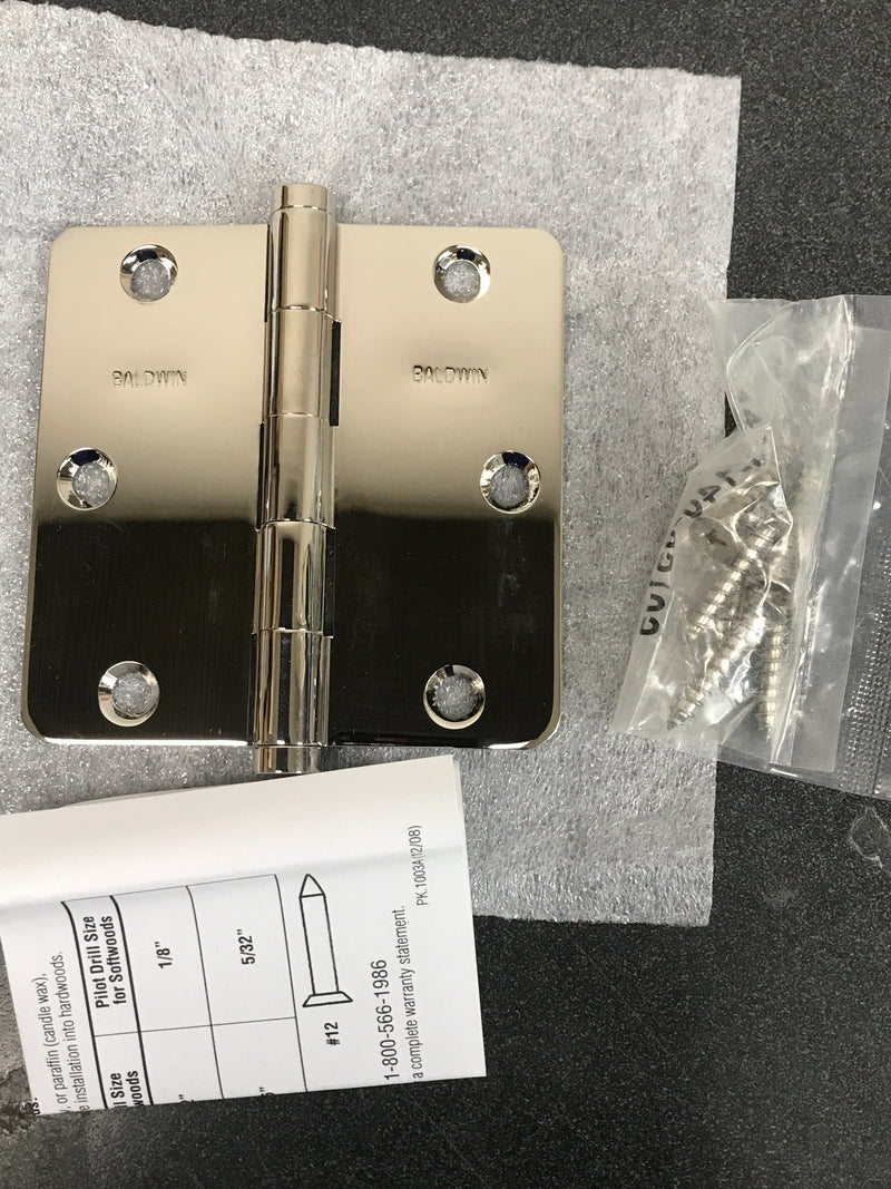 Baldwin 1435140I Radius Mortise Hinge, Bright Nickel