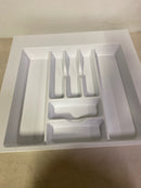 Rev-A-Shelf GCT-4W-52 Value Line 21-3/4"W Polymer Trim to Fit Glossy Silverware Utensil Cutlery Tray Drawer Insert Organizer - White