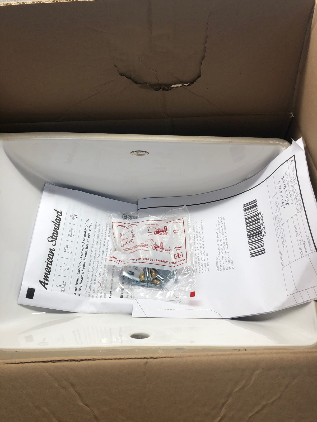 American Standard 0614300.020 Studio 18-1/4" Undermount Porcelain Bathroom Sink - White