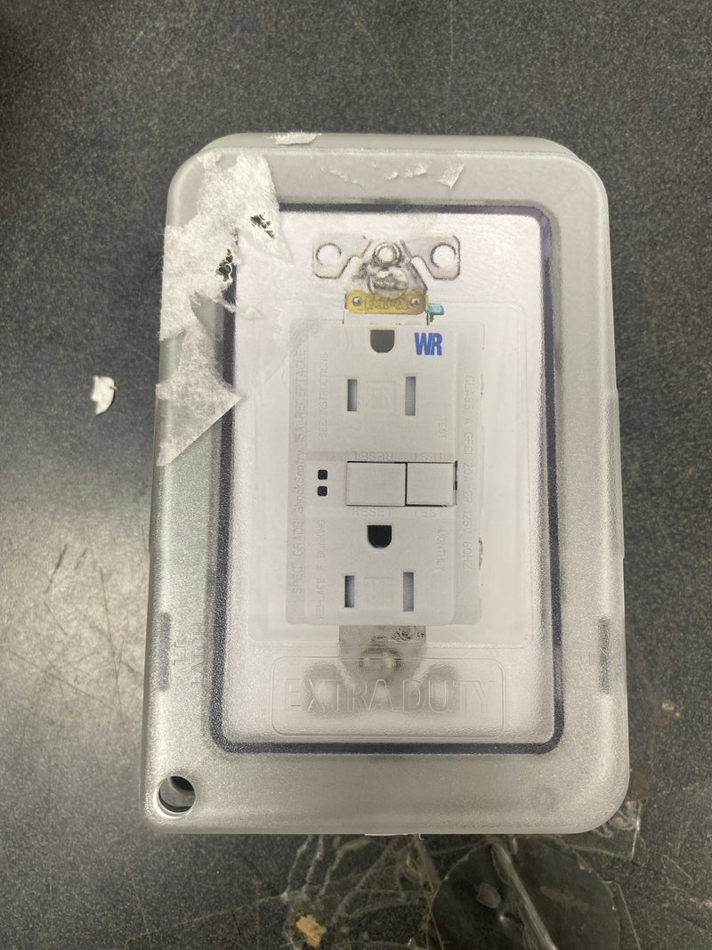 Commercial electric WCWL1PG-D 1-Gang Extra Duty Non-Metallic Low Profile While-In-Use Weatherproof Horizontal/Vertical Receptacle Cover and GFCI, Gray