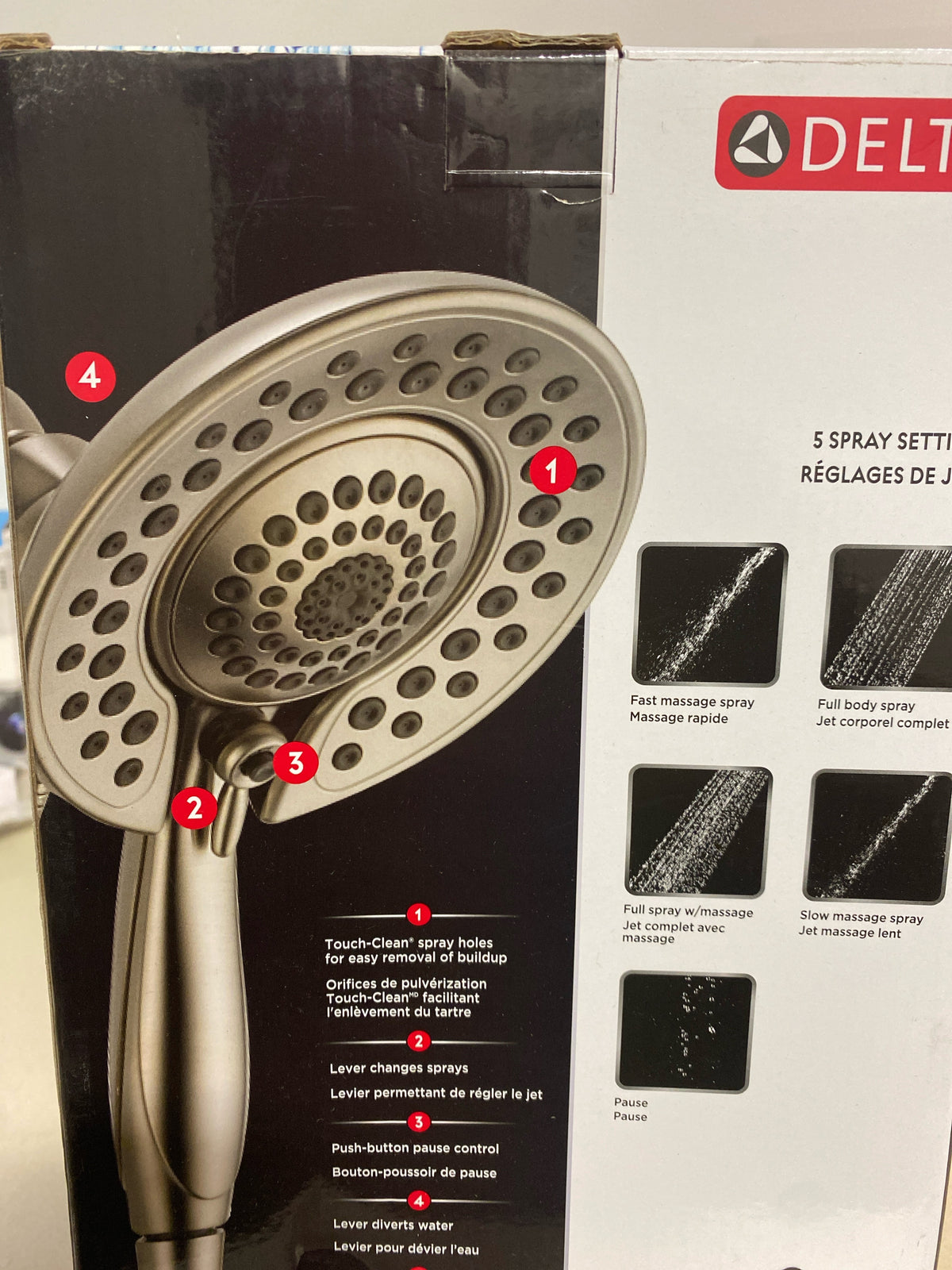 Delta 58569-SS-PR-PK In2ition 1.75 GPM 2-in-1 Multi Function Shower Head / Handshower with Hose and Shower Arm Mount Included - Lumicoat Stainless