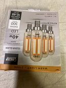 Feit electric T640/CL/VG/LEDHDRP/4 40-Watt Equivalent T6 Dimmable Straight Filament Clear Glass E12 Candelabra Edison LED Light Bulb, Warm White (4-Pack)