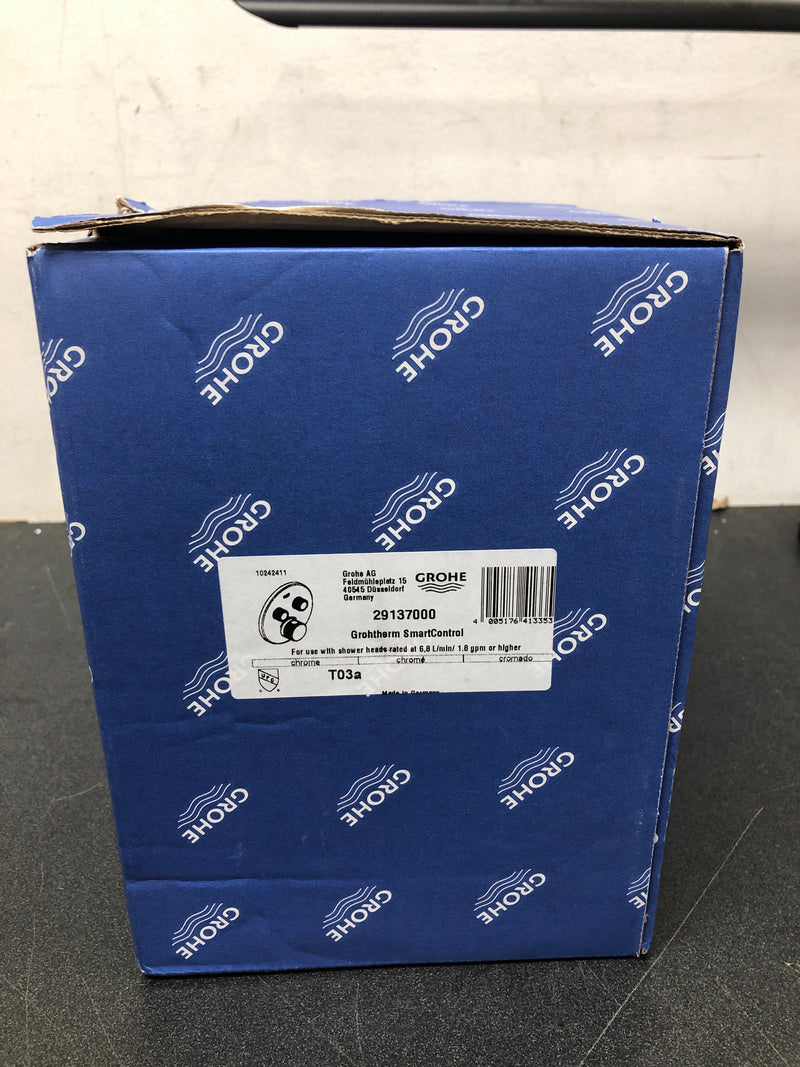 Grohe 29137000 Grohtherm Dual Function Thermostatic Valve Trim Only with Triple Knob Handles and Volume Control - Less Rough In - Starlight Chrome