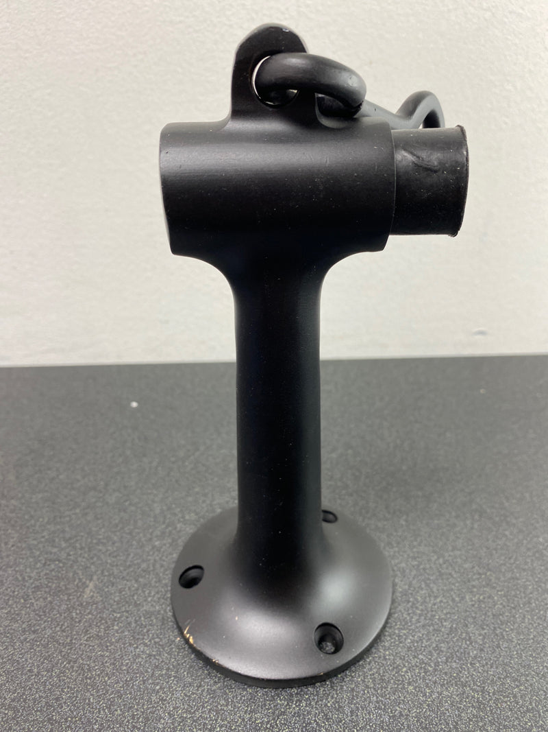 Deltana DSF630U19 Commercial 6" Tall Solid Brass Floor Mount Door Bumper Stop w/ Hook Latch - Black
