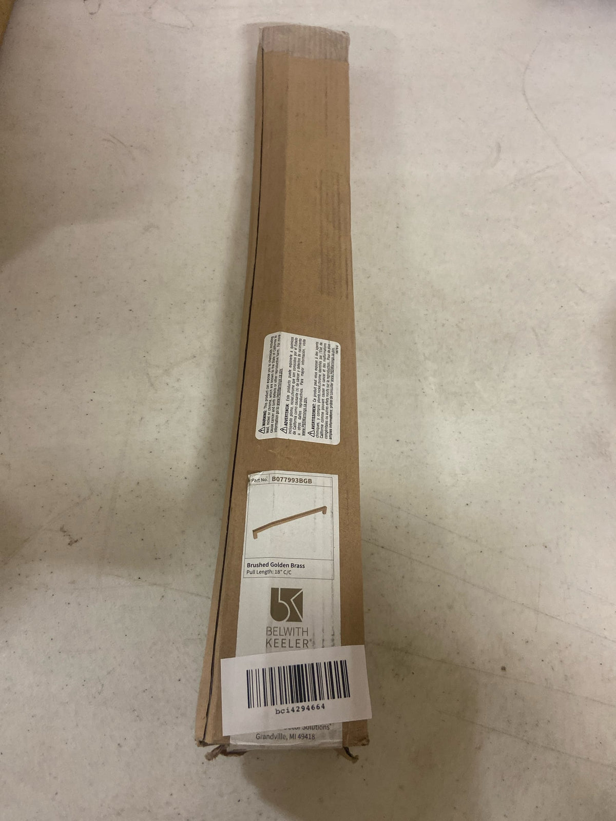 Belwith Keeler B077993BGB Coventry 18" Center to Center Square Grip Appliance Handle / Appliance Pull - Brushed Golden Brass