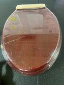 Signature Hardware 153867 Luxury Mahogany Oak Elongated Closed-Front Toilet Seat - Mahogany/Chrome