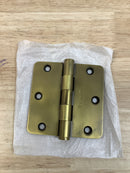 Hickory Hardware 70307-6100 Solid Brass 3.5" x 3.5" - 1/4" Radius Corner Plain Bearing Arc Pattern 6 Hole Door Hinge - Winchester Brass