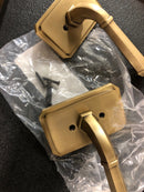 Signature Hardware 479332 Matteen Left Handed Solid Brass Dummy Door Lever Set - Antique Brass