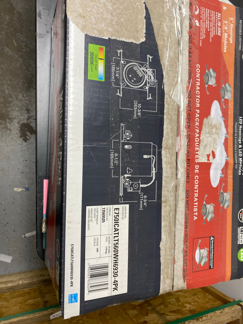 Halo E750ICATLT560WH6930-4PK LT 6 in. Adjustable CCT Canless IC Rated Dimmable Indoor, Outdoor Integrated LED Recessed Light Kit (4-Pack)