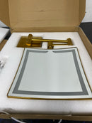 Signature Hardware 485575 Norabel 7-7/8" W x 12-7/16" H Modern Square Framed Bathroom Wall Mirror with Light - Brushed Gold