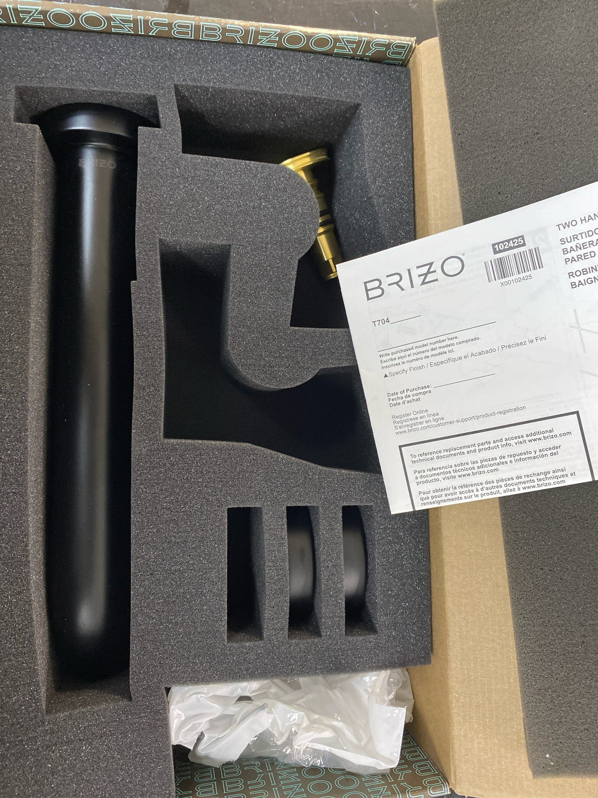 Brizo T70435-BLLHP Litze Wall Mounted Tub Filler - Less Rough In - Matte Black