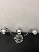 Lalia home LHV-1003-CH 7.5 in. 3-Light Chrome and Alabaster Shades Metal Glass Shade Vanity Uplight Downlight Wall Fixture