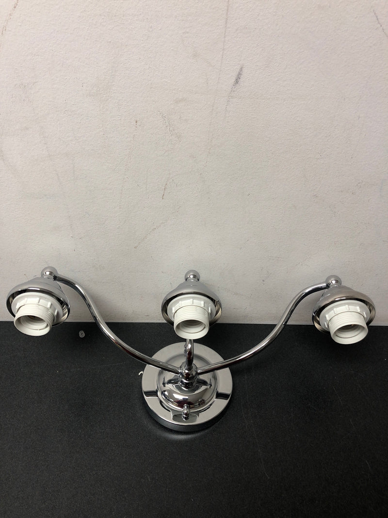 Lalia home LHV-1003-CH 7.5 in. 3-Light Chrome and Alabaster Shades Metal Glass Shade Vanity Uplight Downlight Wall Fixture