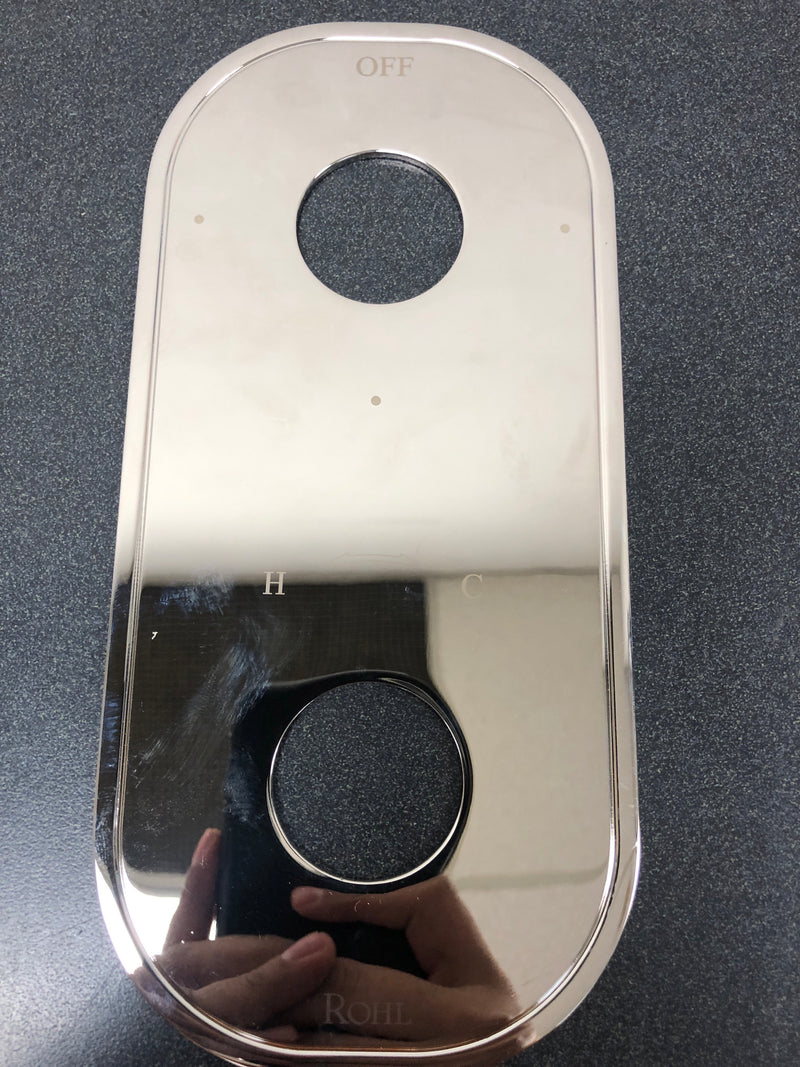 Rohl BP1050OVTPN - ROHL OVAL FACEPLATE ESCUTCHEON ONLY WITH TRADITIONAL ETCHING IN POLISHED NICKEL FOR THE R1050 UNIVERSAL CONCEALED 1/2^ THERMOSTATIC ROUGH VALVE BODY WITH