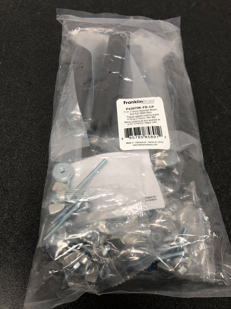 Franklin Brass P43970K-FB-CP Modern Arch 1 to 2 Inch Adjustable Center to Center Rectangular Cabinet Pull - Pack of 5 - Matte Black