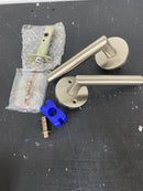 EMTEK Disk Rosette Passage Set with Matching Finish Stuttgart Lever - Choice of Left/Right Handing and 7 Finishes - 5109STURHUS15 - Right Handed (RH) - Satin Nickel (US15)