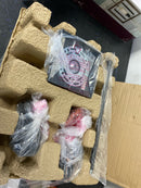 Home decorators collection 7927HDC Palermo Grove 10 in. 1-Light Gilded Iron Farmhouse Kitchen Island Mini-Pendant with Hand Painted Walnut Accents