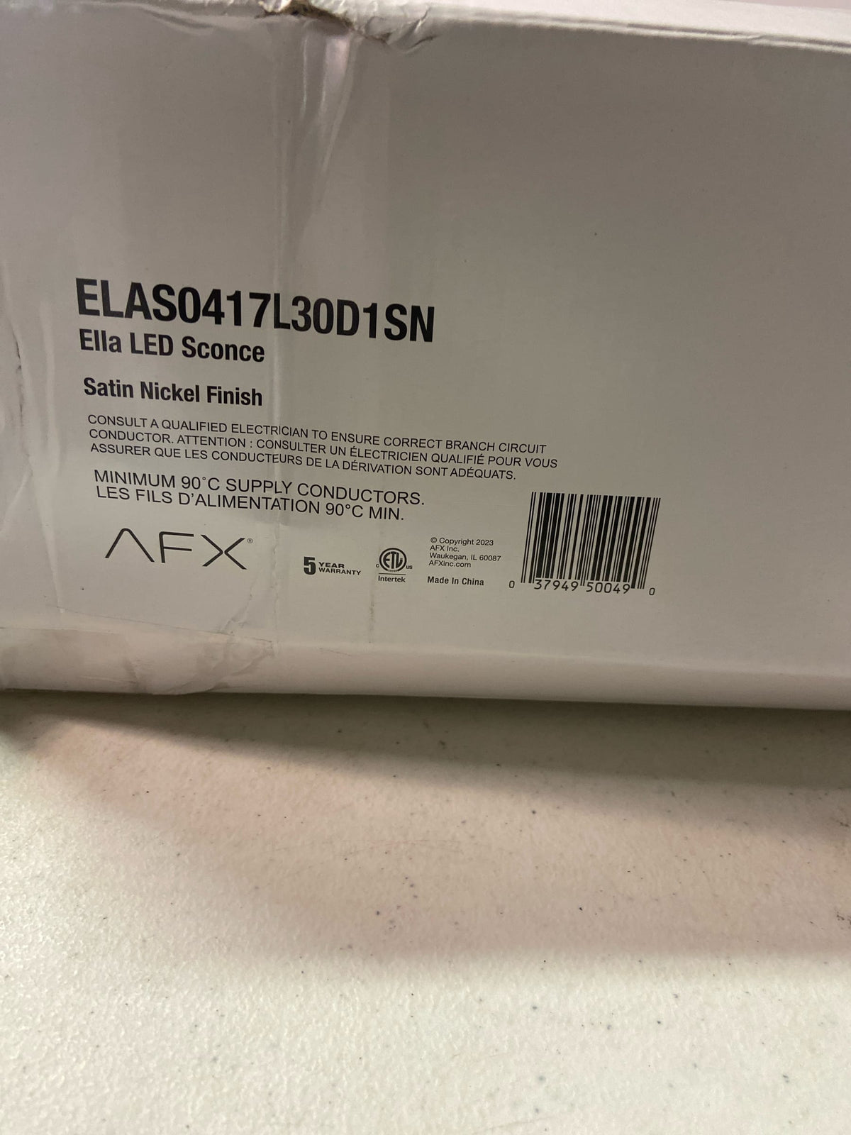AFX ELAS0417L30D1SN Ella 17" Tall LED Wall Sconce - Satin Nickel