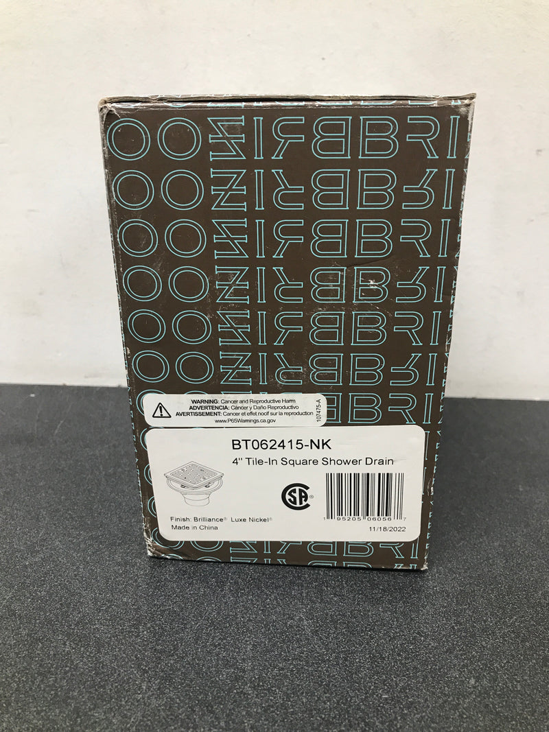 Brizo BT062415-NK 4" Tile-In Square Shower Drain - Luxe Nickel