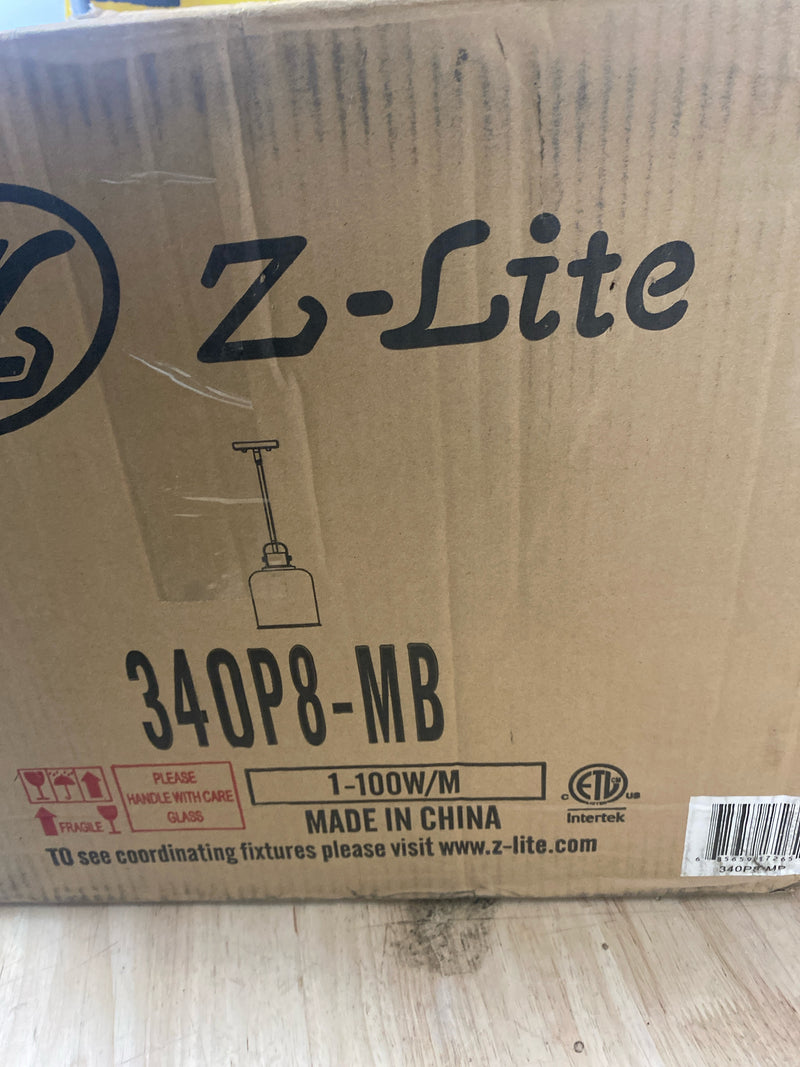 Z-Lite 340P8-MB Kinsley Pendant, 1-Light 100 Watts, Matte Black