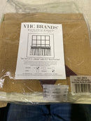 VHC Brands Burlap Natural with Burgundy Stars Primitive 24"x36" Tier Pair Tan Rod Pocket Stenciled Cotton Kitchen Window Curtains