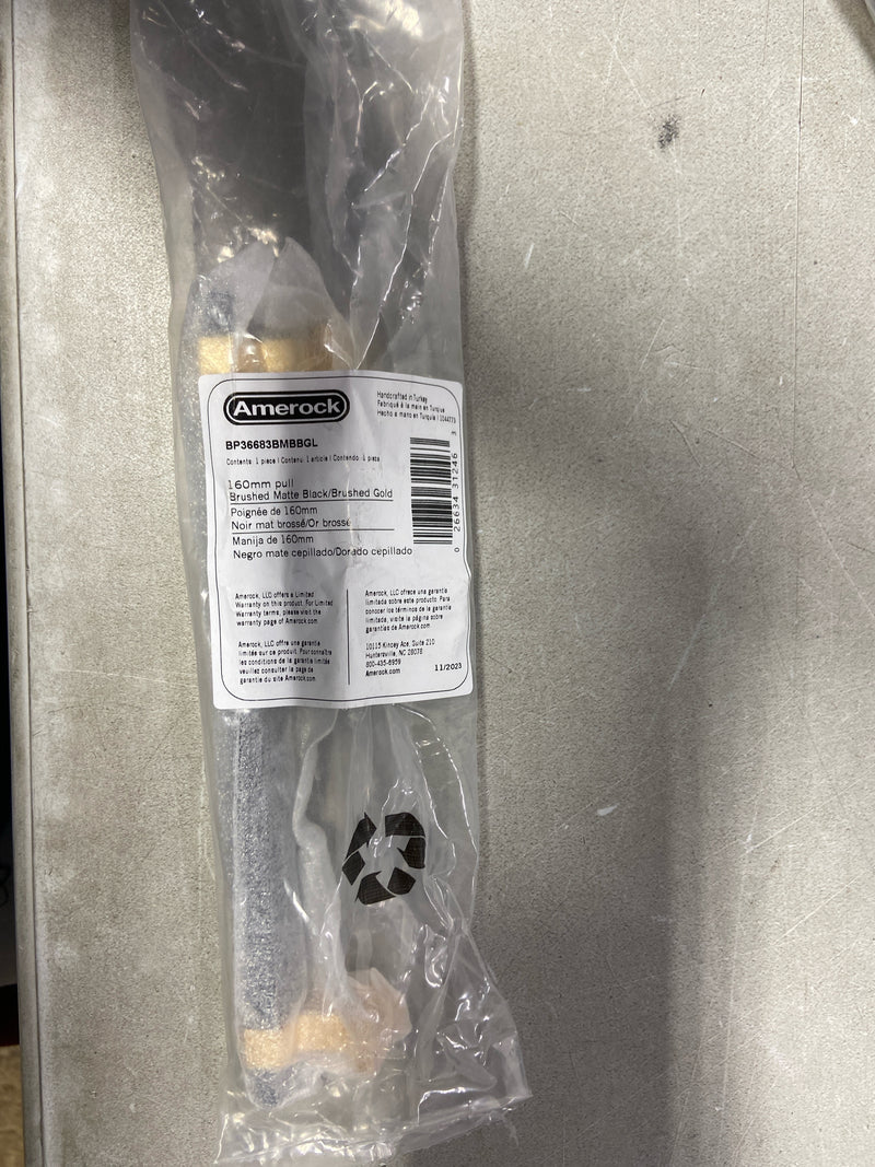 Amerock BP36683BMBBGL Overton 6-5/16 in. (160mm) Classic Brushed Matte Black/Brushed Gold Bar Cabinet Pull