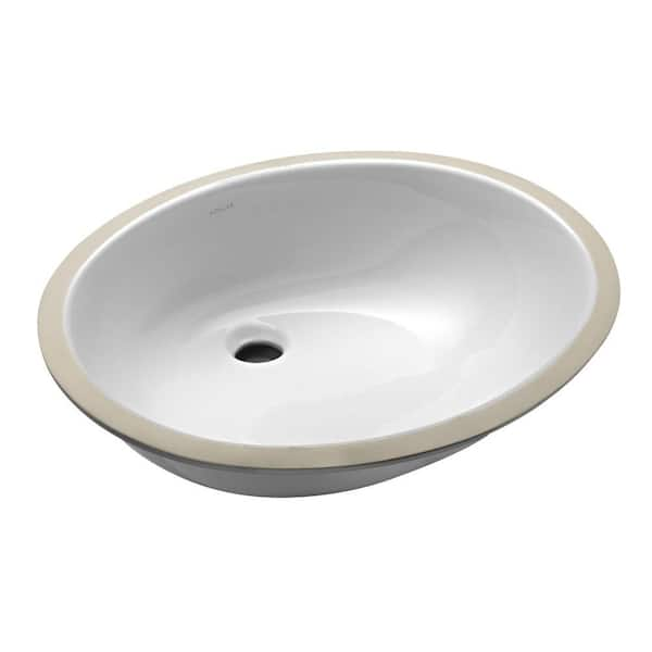 Kohler Caxton Vitreous China Undermount Bathroom Sink with Glazed Underside in White