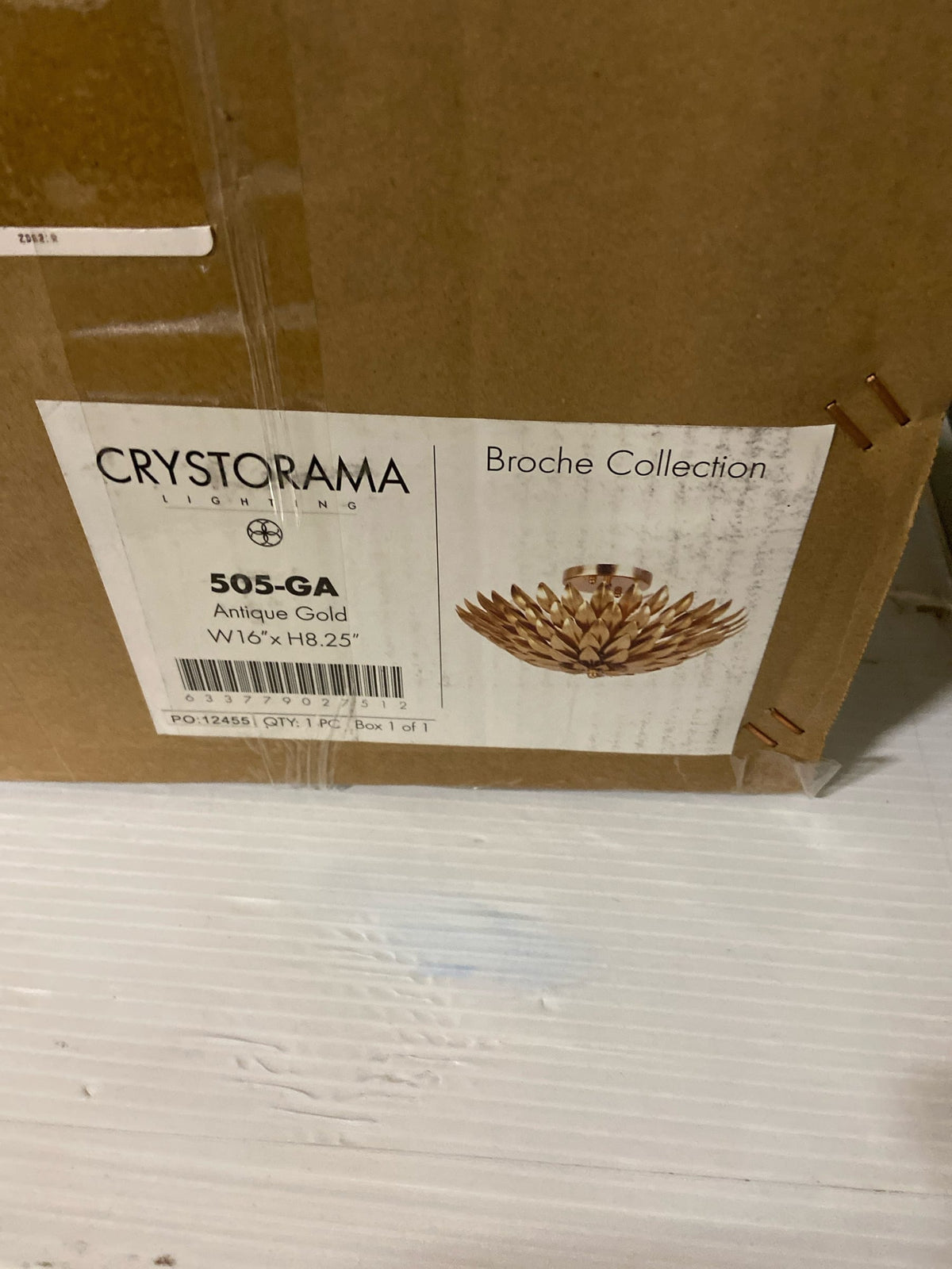Crystorama 505-GA Broche 16 in 4-Light Gold Flush Mount