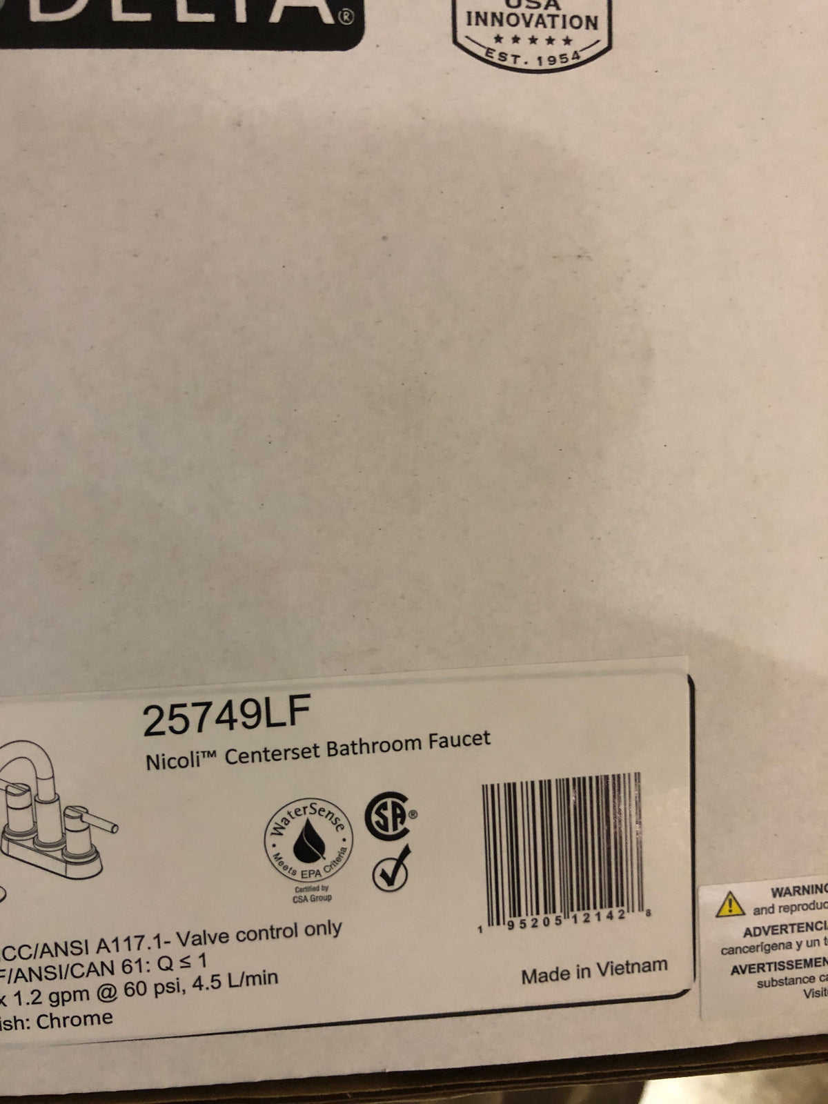 Delta 25749LF Nicoli 1.2 GPM Centerset Bathroom Faucet with Push Pop-Up Drain Assembly - Chrome