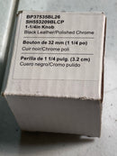 Signature Hardware 489577 Lazzara 1-1/4 Inch Black Leather Mushroom Cabinet Knob - Polished Chrome