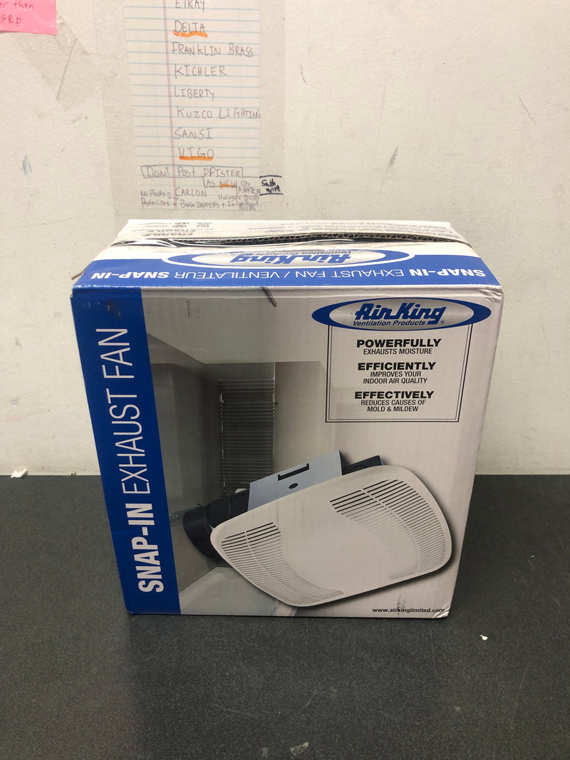 Air King BFQ140 120 CFM 4.0 Sone Exhaust Fan with Snap-In Installation from the High Performance Collection - White